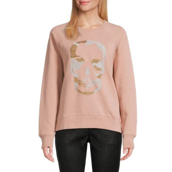 ZADIG AND VOLTAIRE Camo Skull Crewneck Sweatshirt Large* - Picture 1 of 5